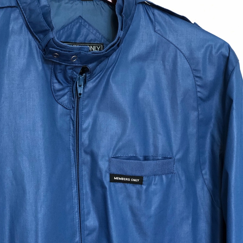 ◈SOLD◈ Vtg MEMBERS ONLY Navy Blue Racer Jacket - Mens Size 40 Windbreaker 1980s - Picture 3 of 10